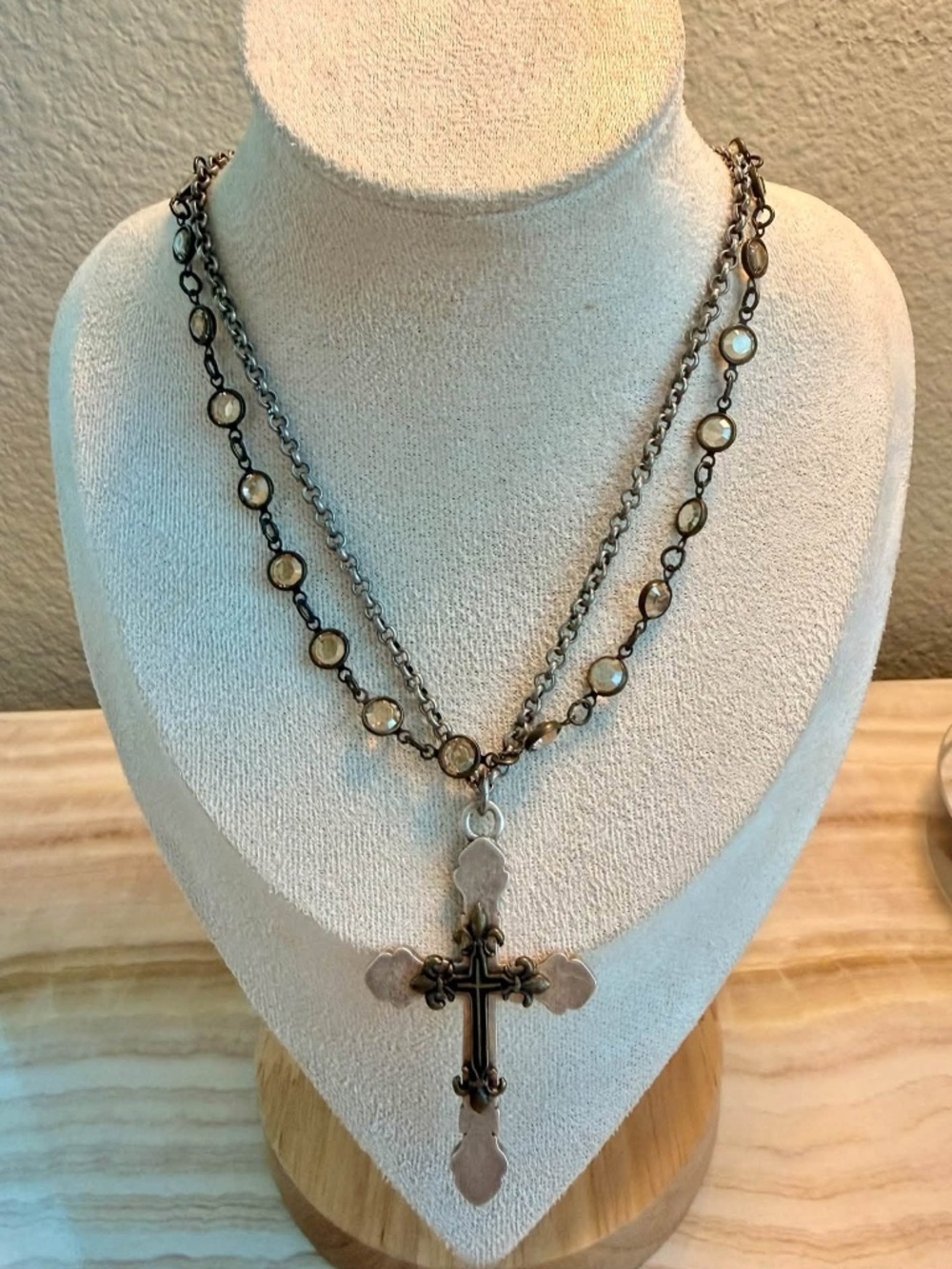 French Kande Vintage Double Strand Mixed Metal Necklace